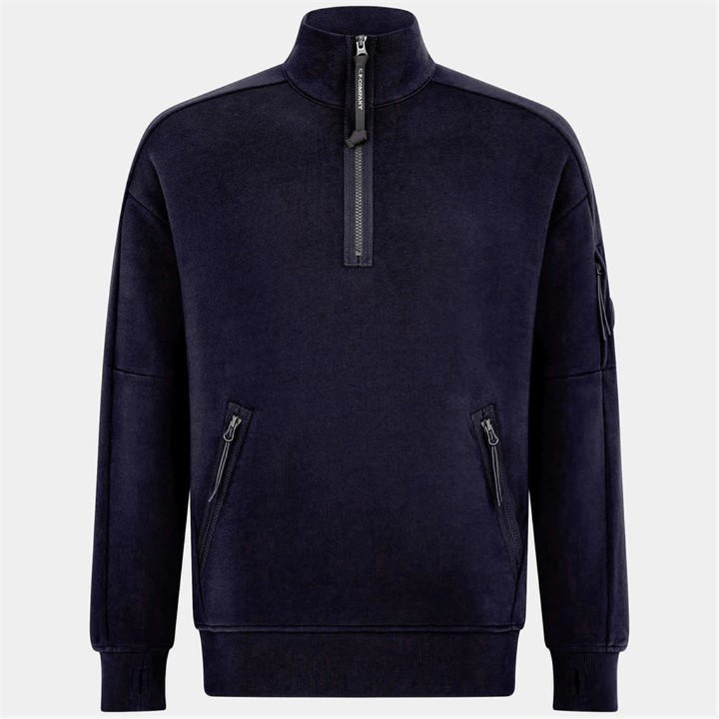 CP Company Men's Lens Quarter-Zip Fleece Top - Blue